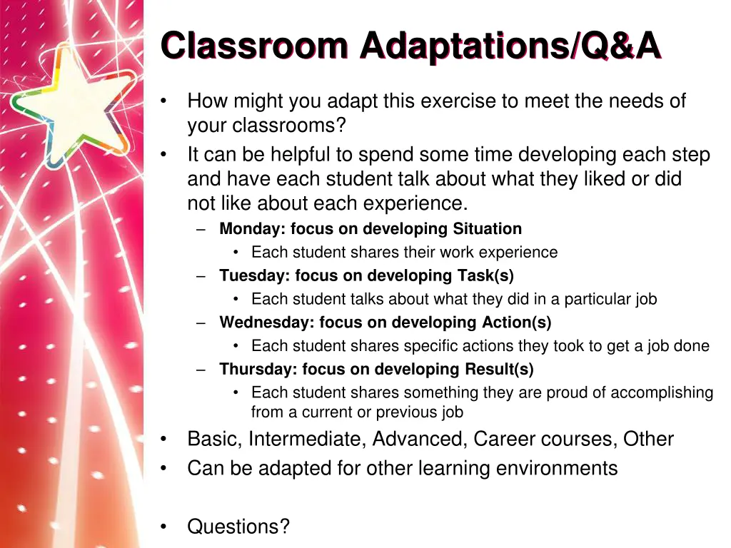 classroom adaptations q a