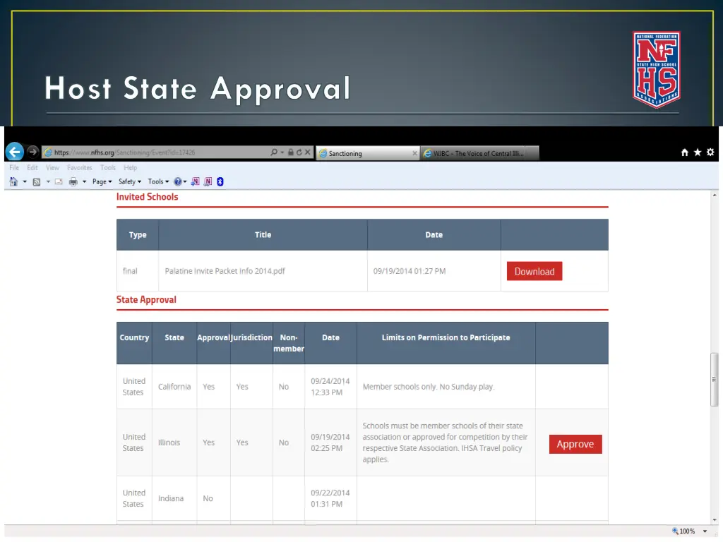 host state approval