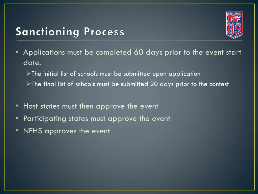 sanctioning process
