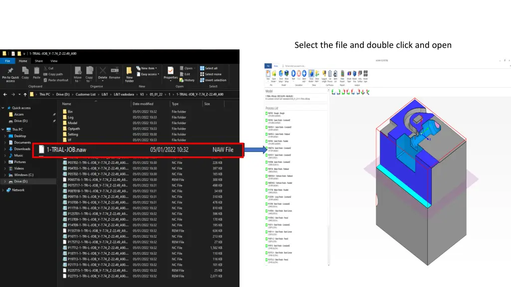 select the file and double click and open