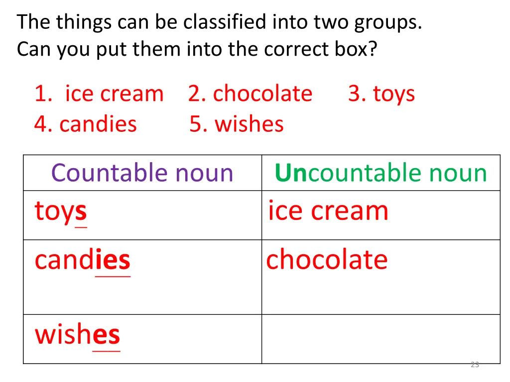 the things can be classified into two groups