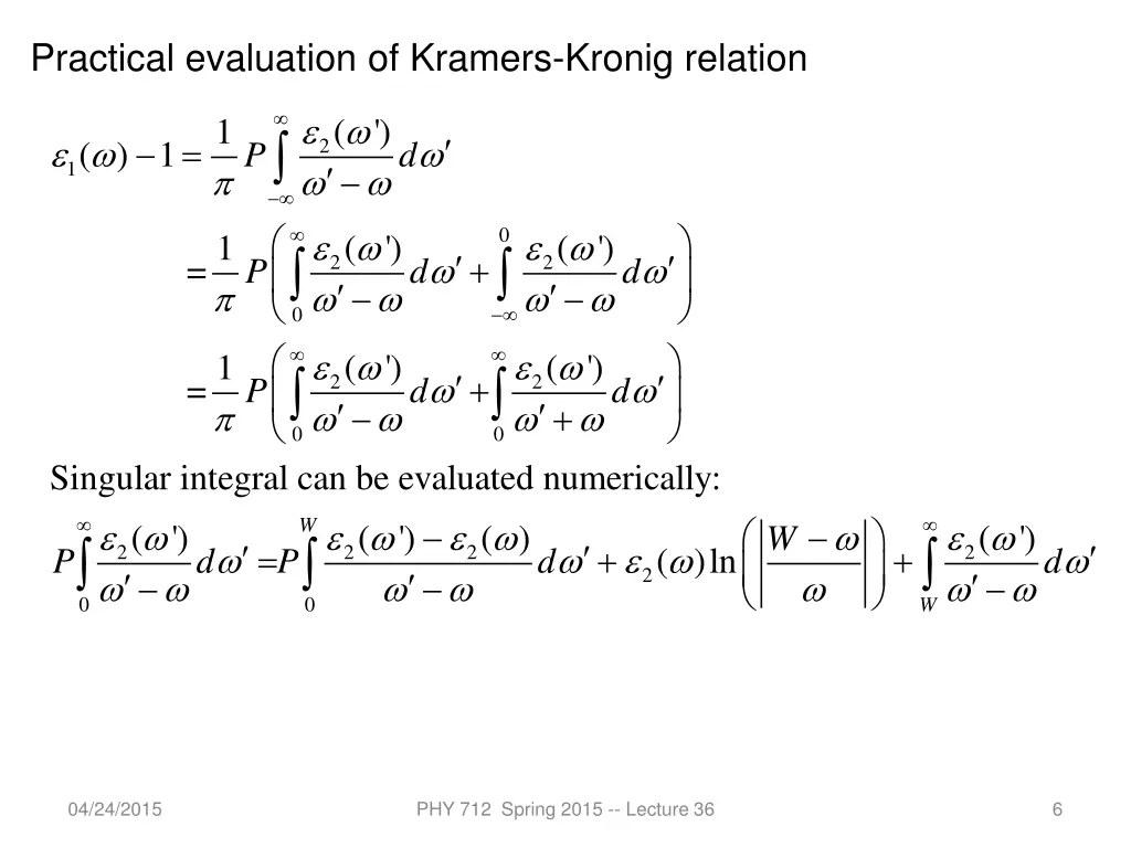 practical evaluation of kramers kronig relation 1