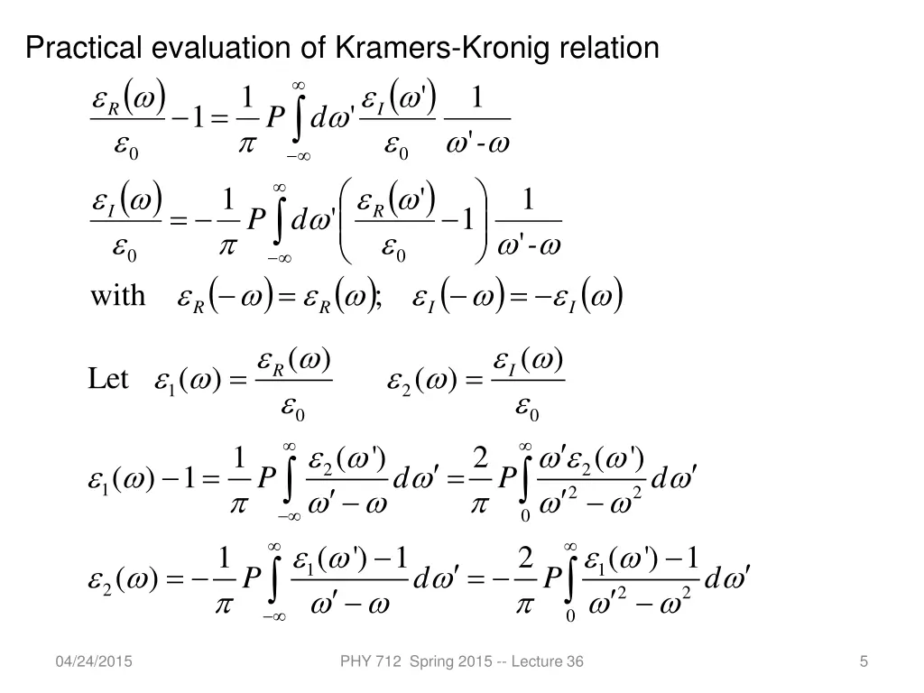 practical evaluation of kramers kronig relation