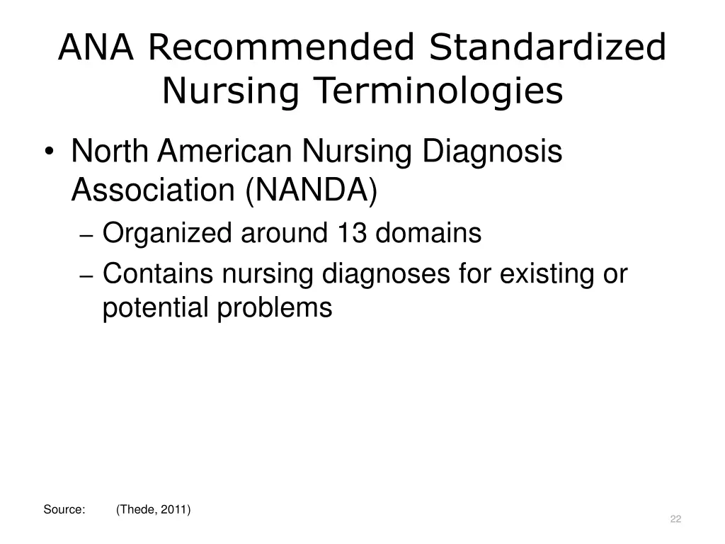 ana recommended standardized nursing terminologies