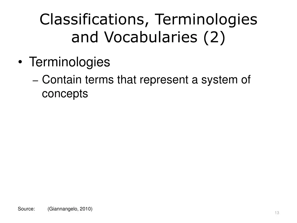 classifications terminologies and vocabularies 2