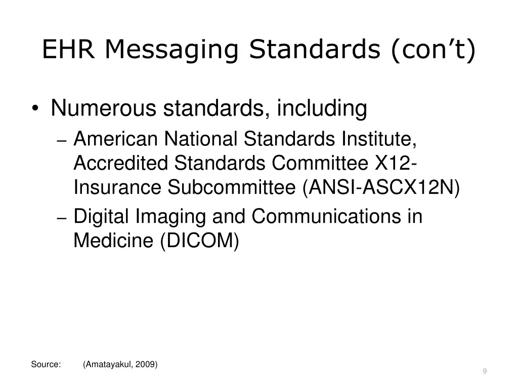 ehr messaging standards con t