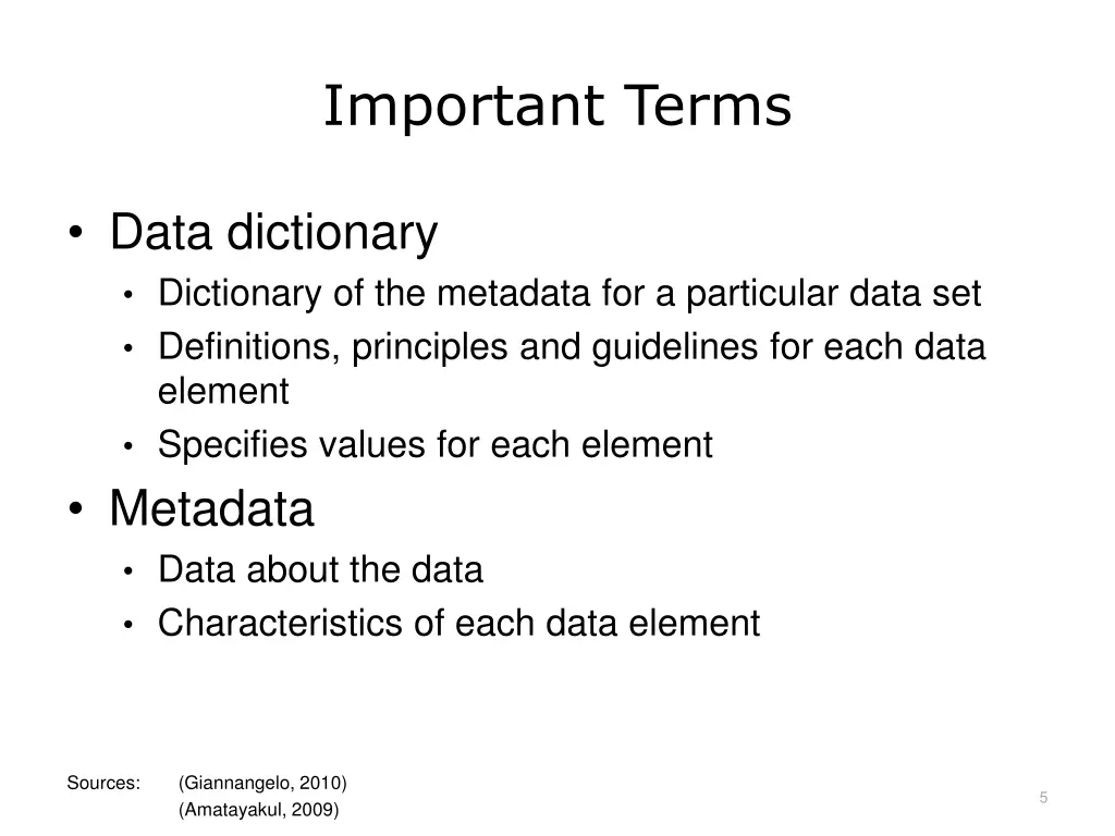 important terms