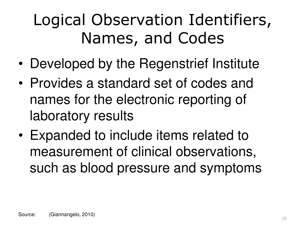 logical observation identifiers names and codes