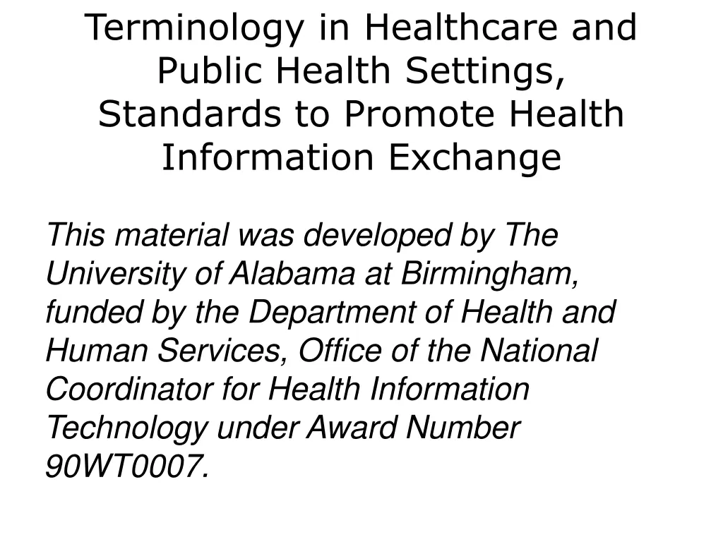 terminology in healthcare and public health 1