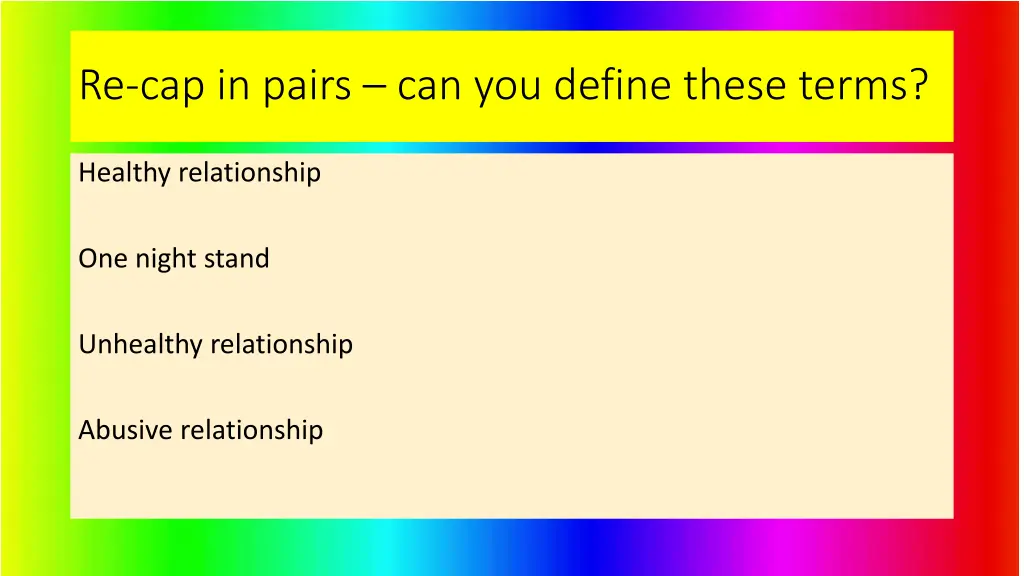 re cap in pairs can you define these terms