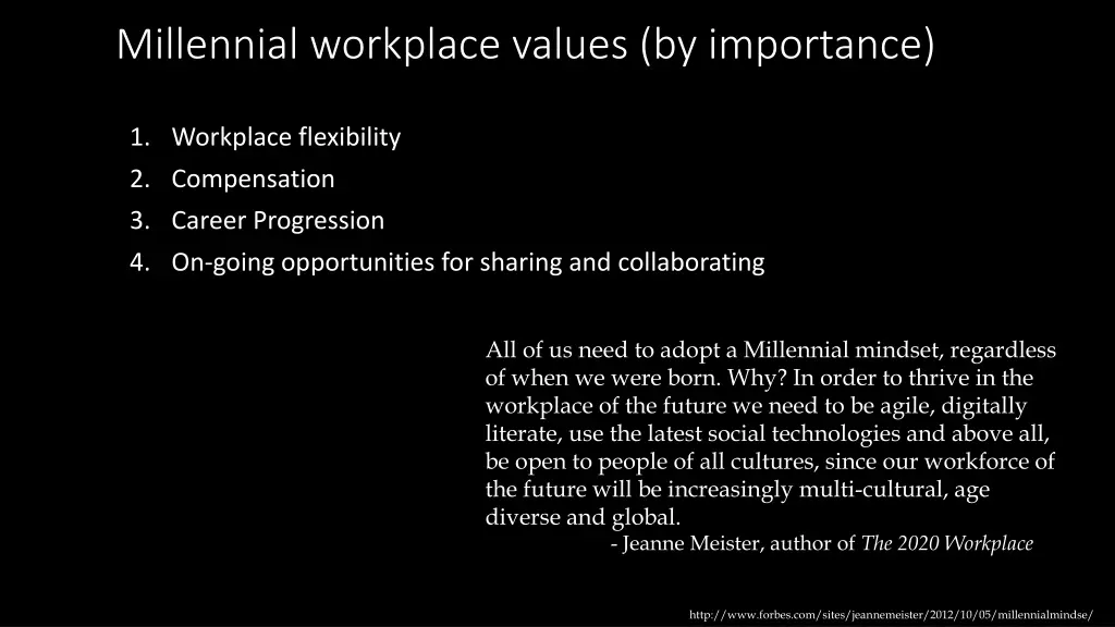 millennial workplace values by importance