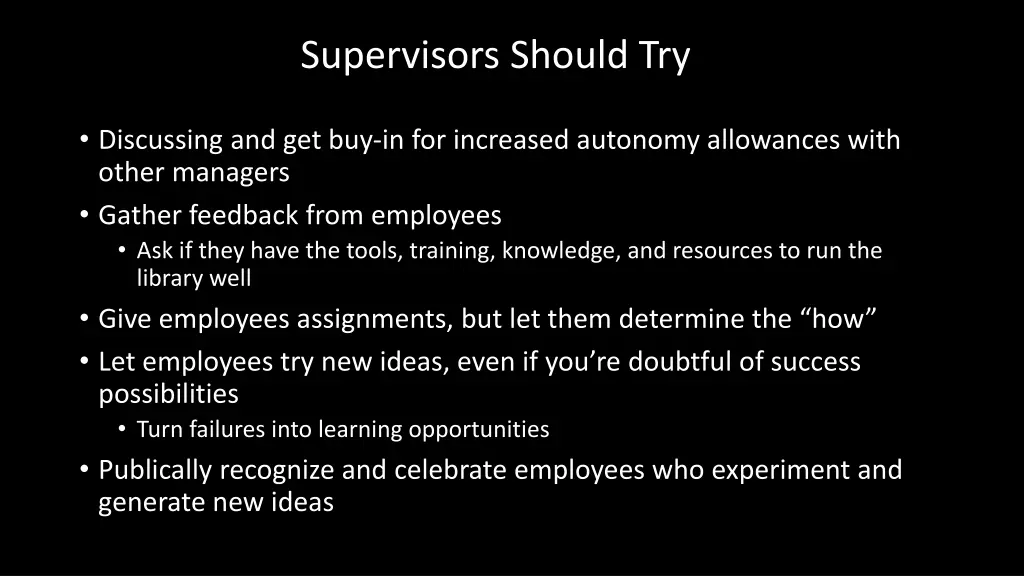 supervisors should try