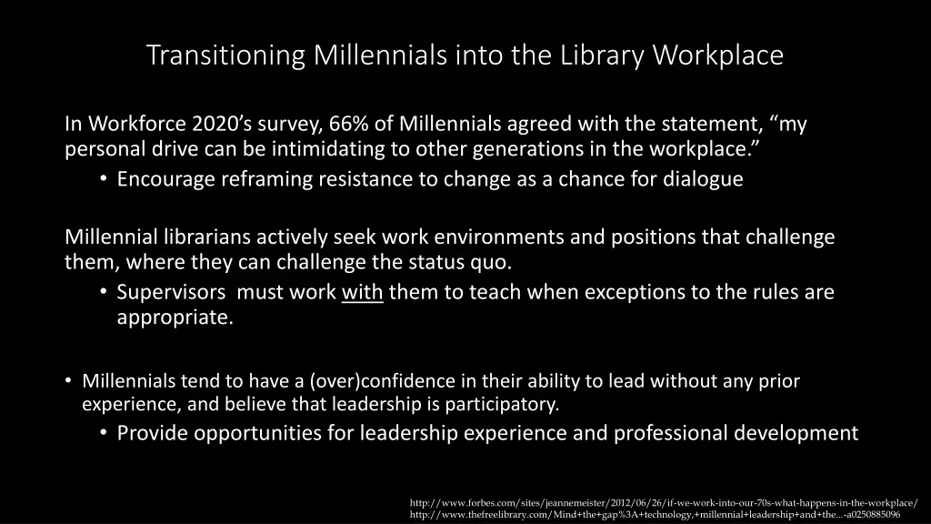 transitioning millennials into the library
