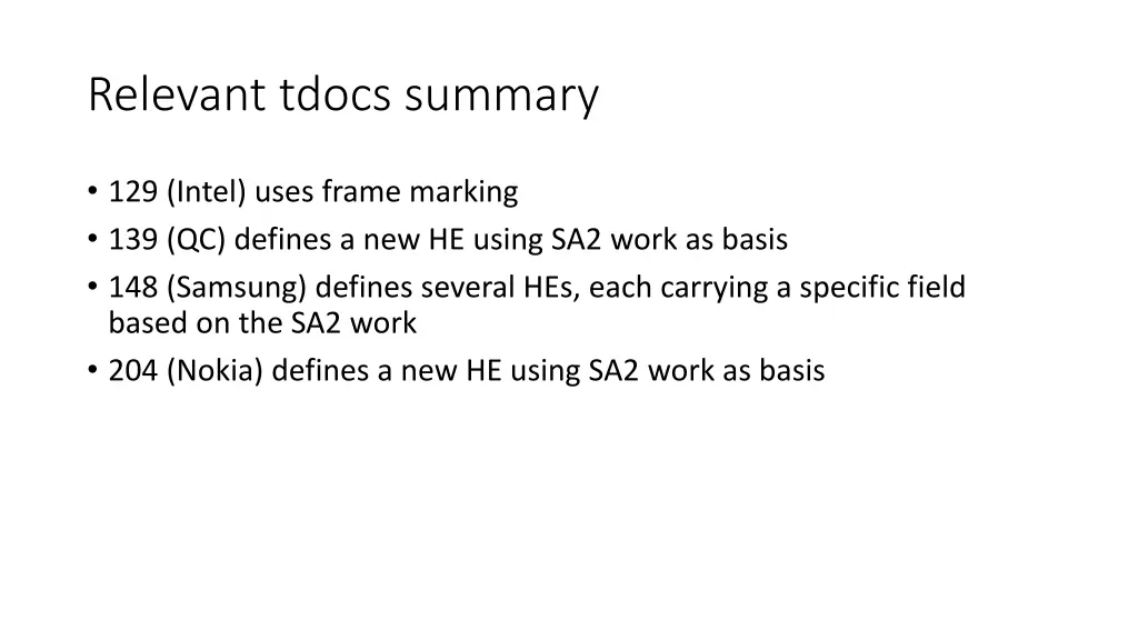 relevant tdocs summary