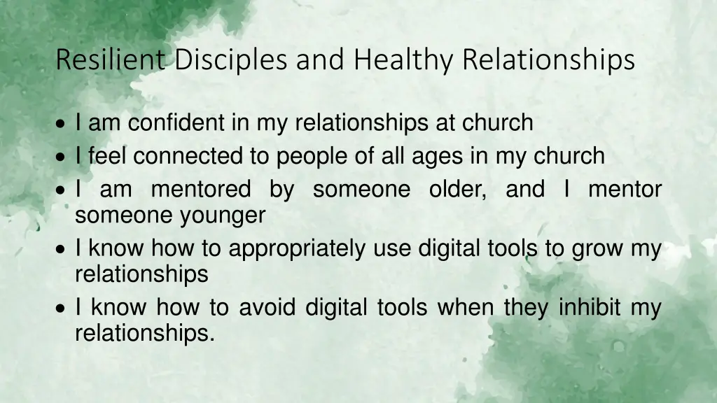 resilient disciples and healthy relationships