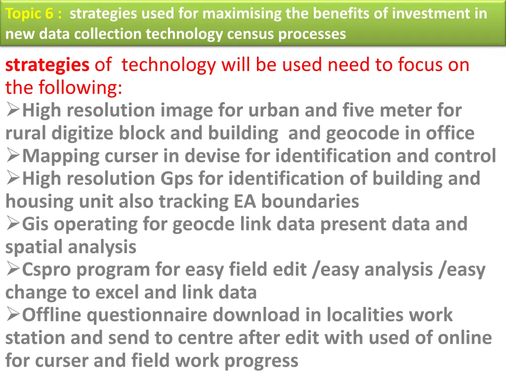topic 6 strategies used for maximising