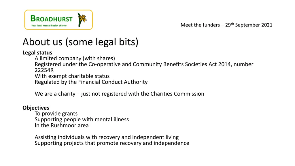 meet the funders 29 th september 2021 2