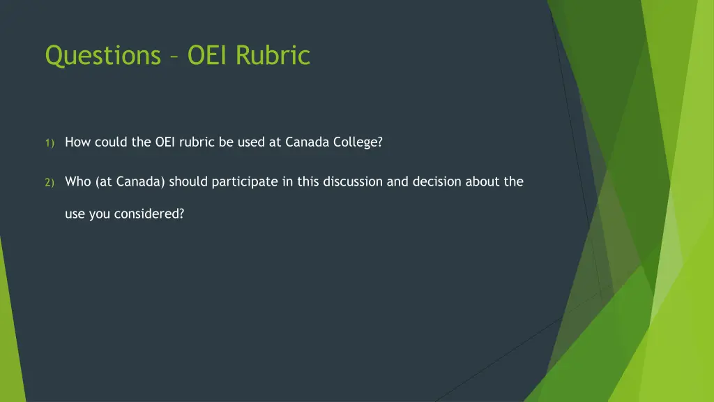 questions oei rubric