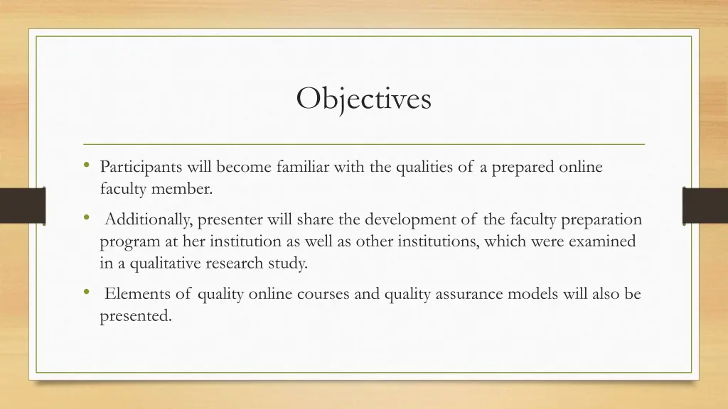 objectives