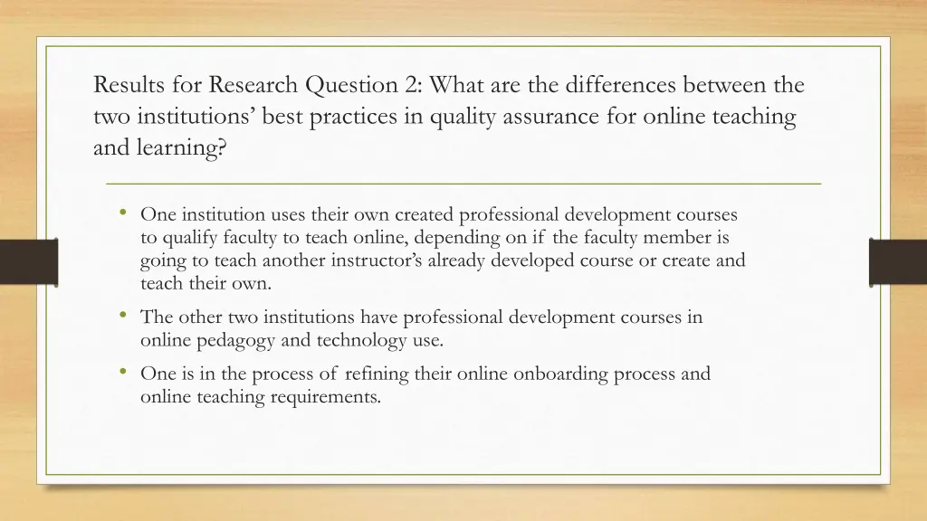 results for research question 2 what 1