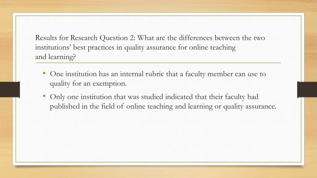 results for research question 2 what 2