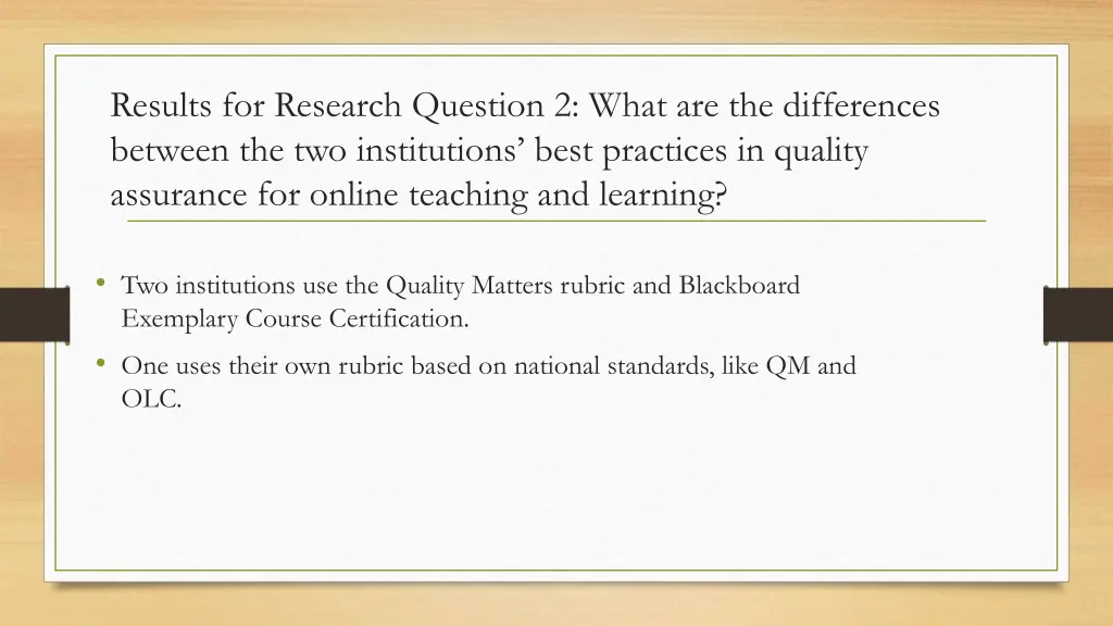 results for research question 2 what