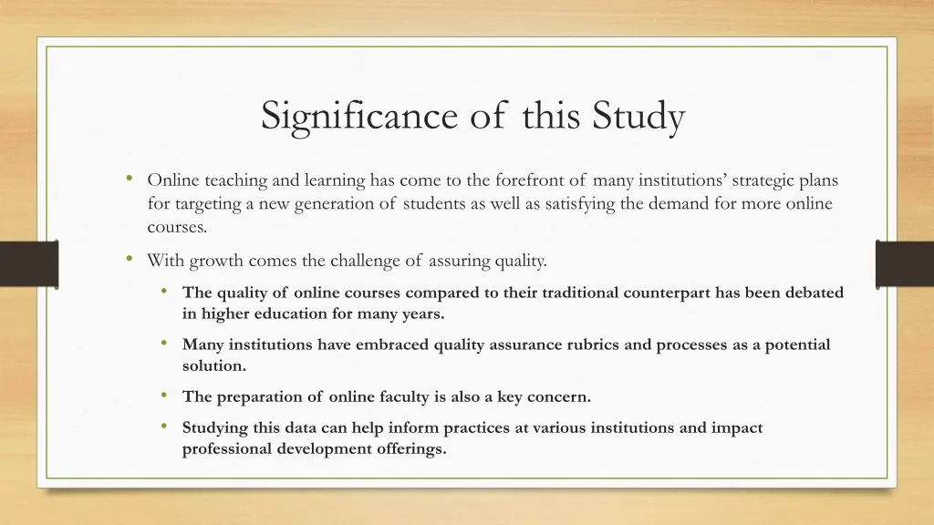significance of this study
