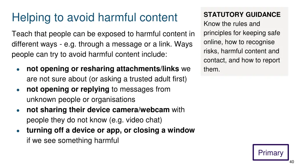 helping to avoid harmful content