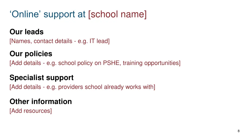 online support at school name