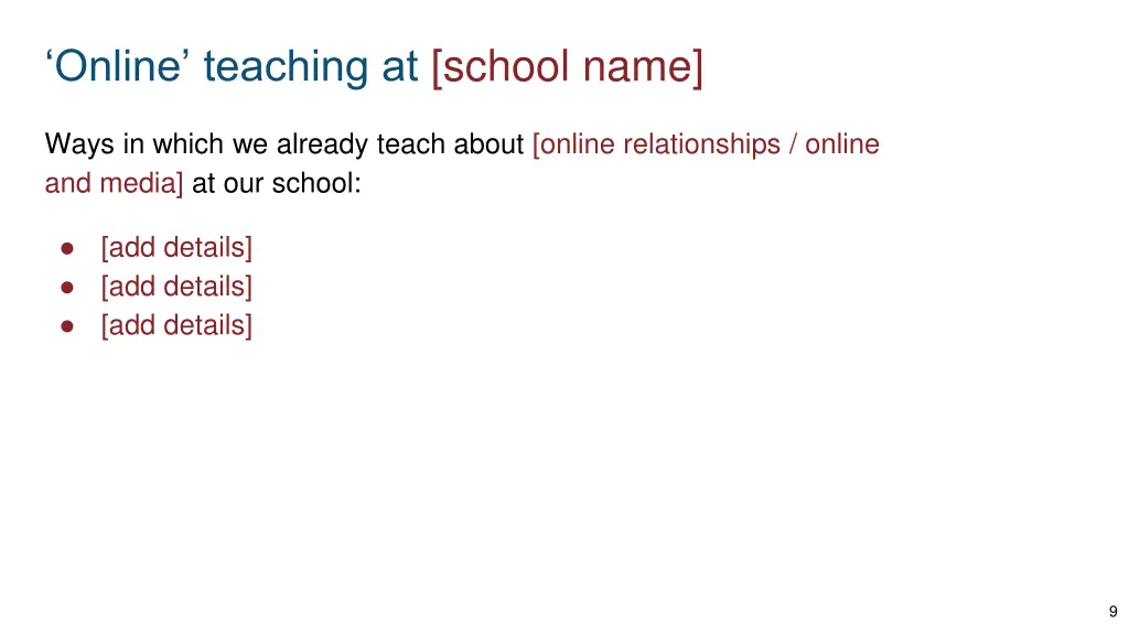 online teaching at school name