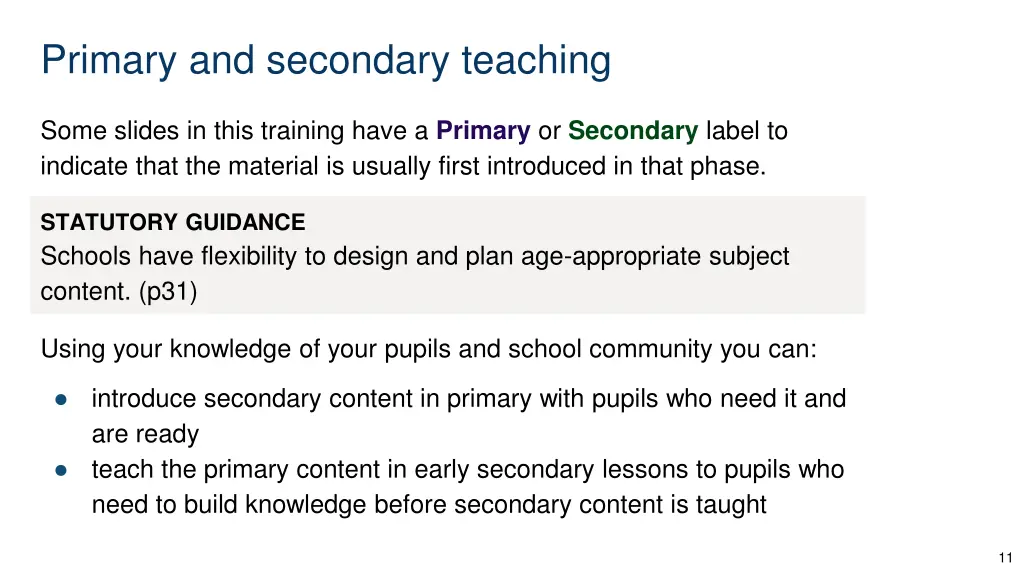 primary and secondary teaching