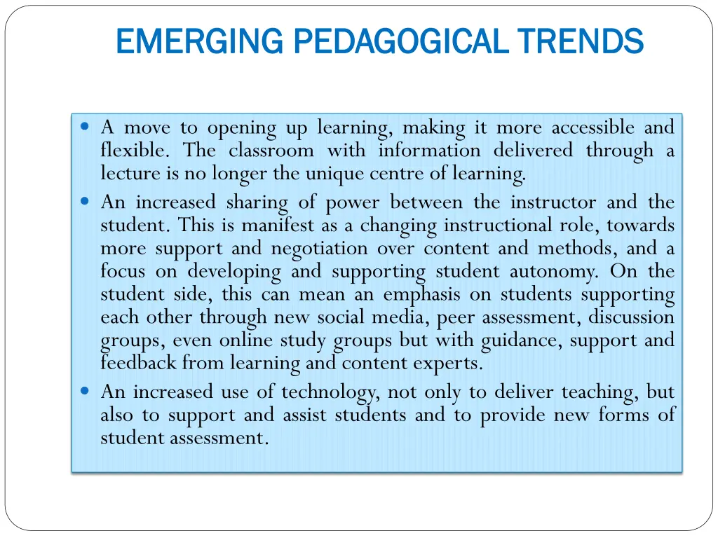 emerging pedagogical trends emerging pedagogical