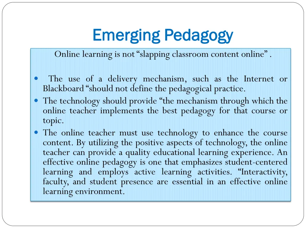 emerging pedagogy emerging pedagogy online