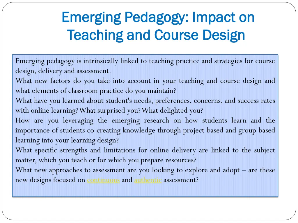 emerging pedagogy impact on emerging pedagogy