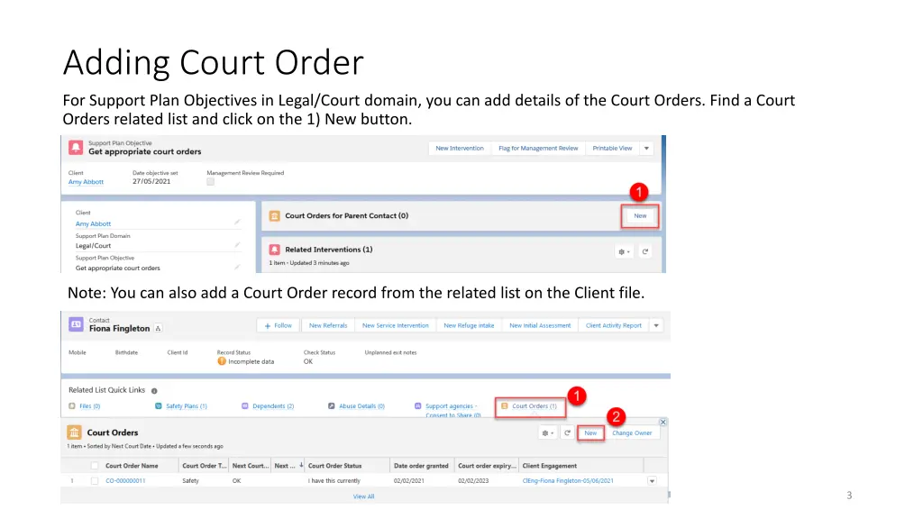 adding court order