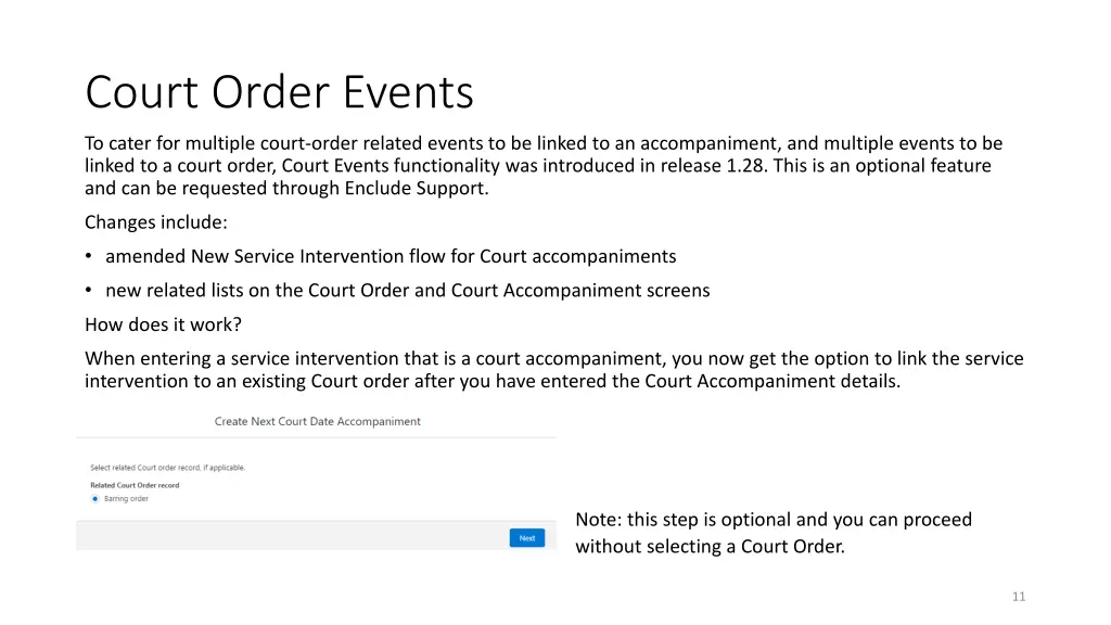 court order events
