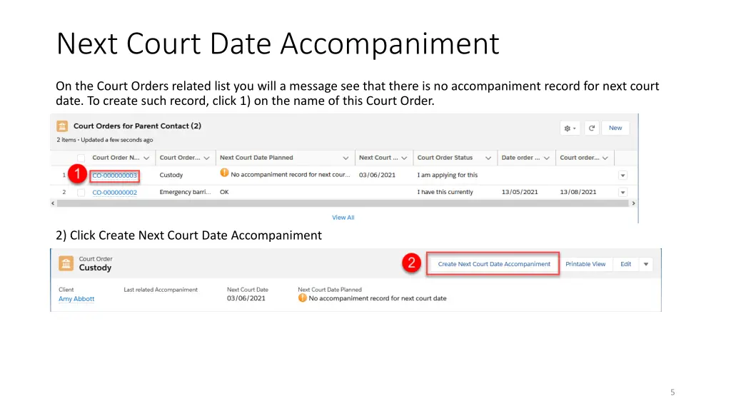 next court date accompaniment