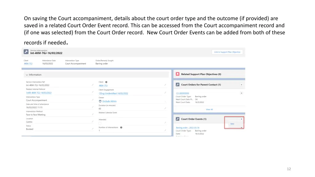 on saving the court accompaniment details about