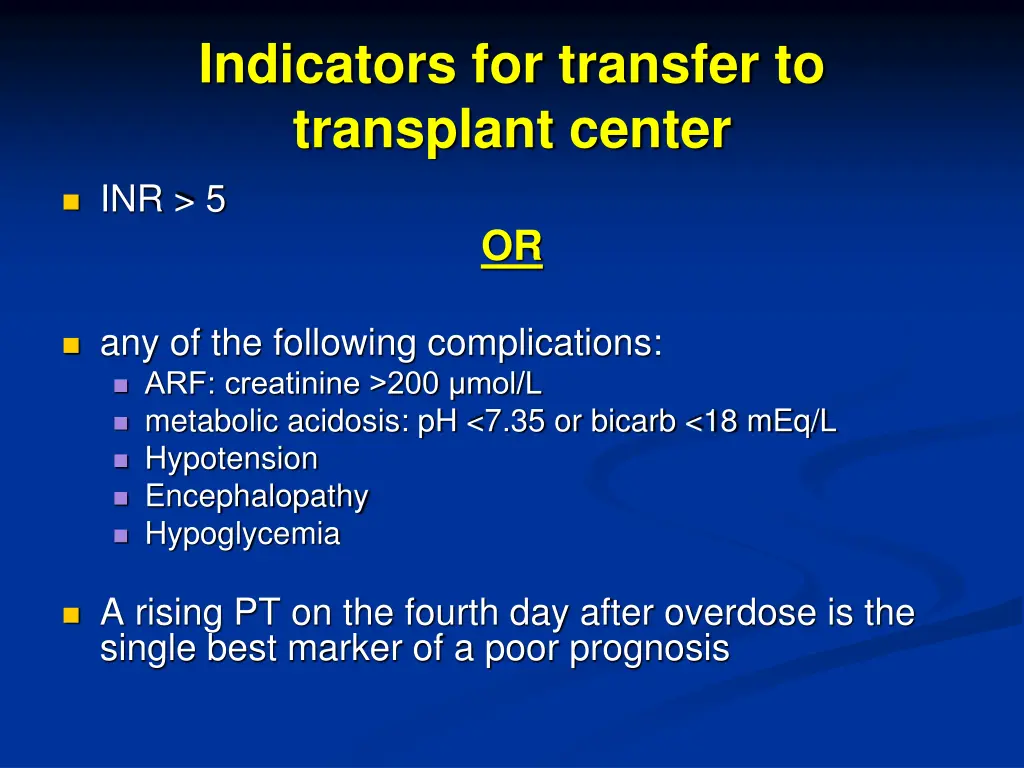 indicators for transfer to transplant center