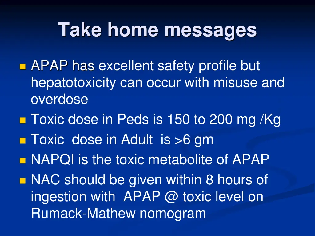 take home messages