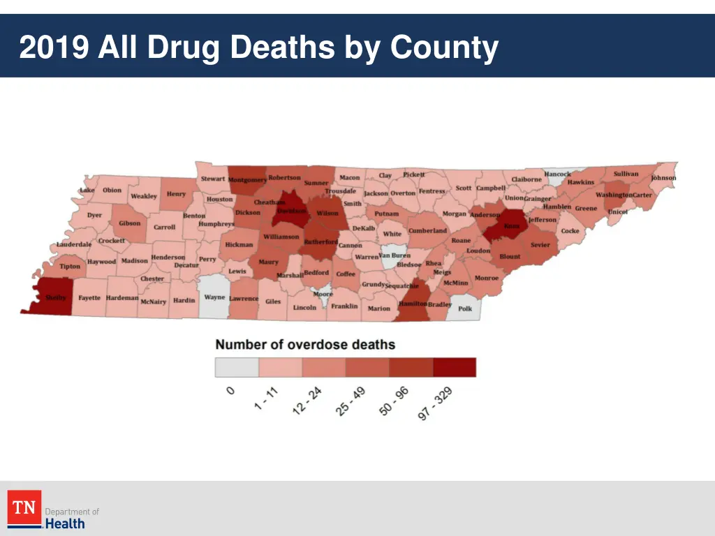 2019 all drug deaths by county