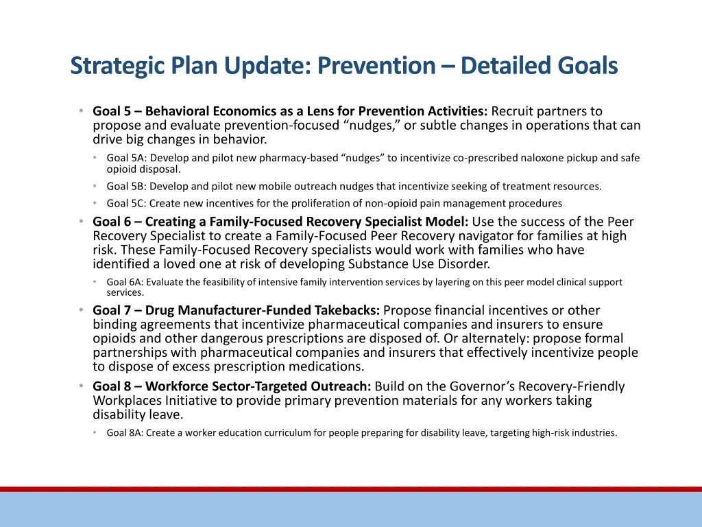 strategic plan update prevention detailed goals 1