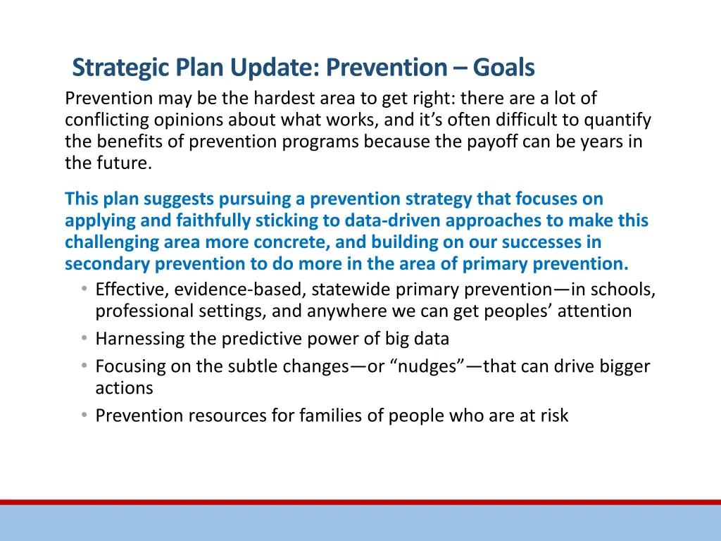 strategic plan update prevention goals prevention