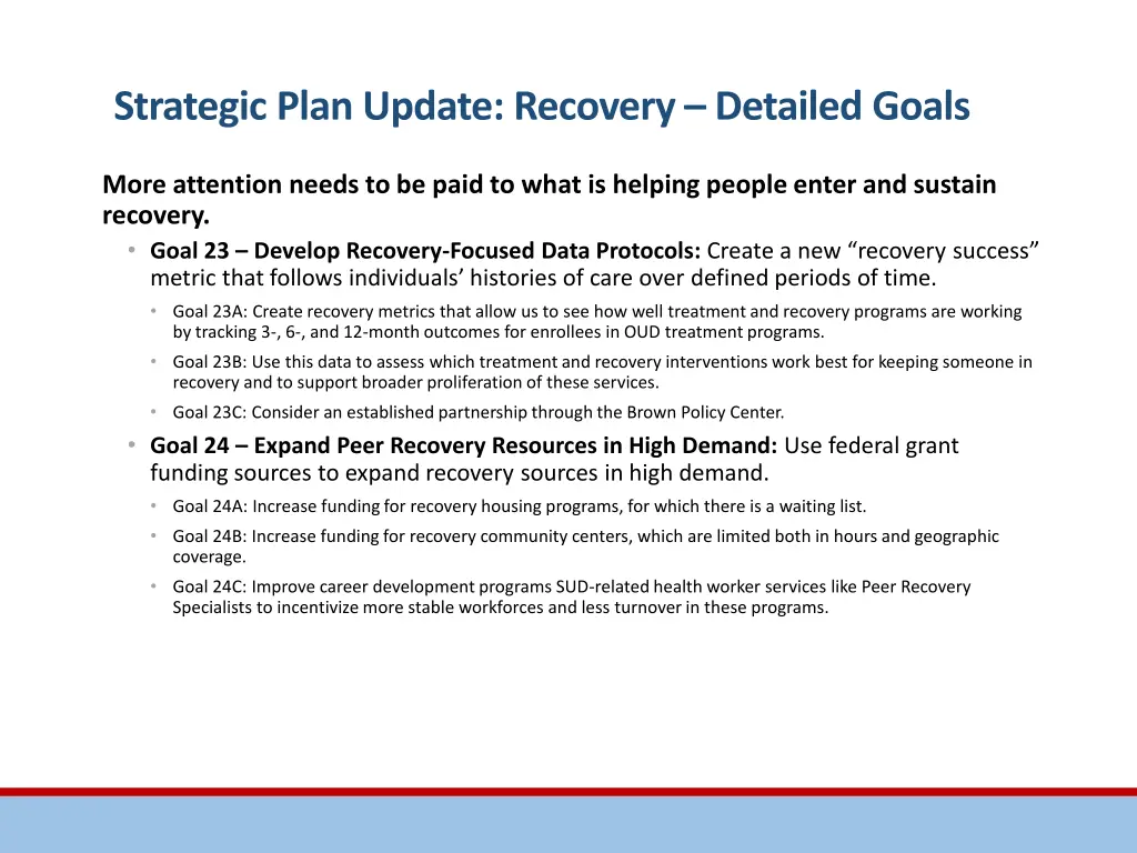 strategic plan update recovery detailed goals