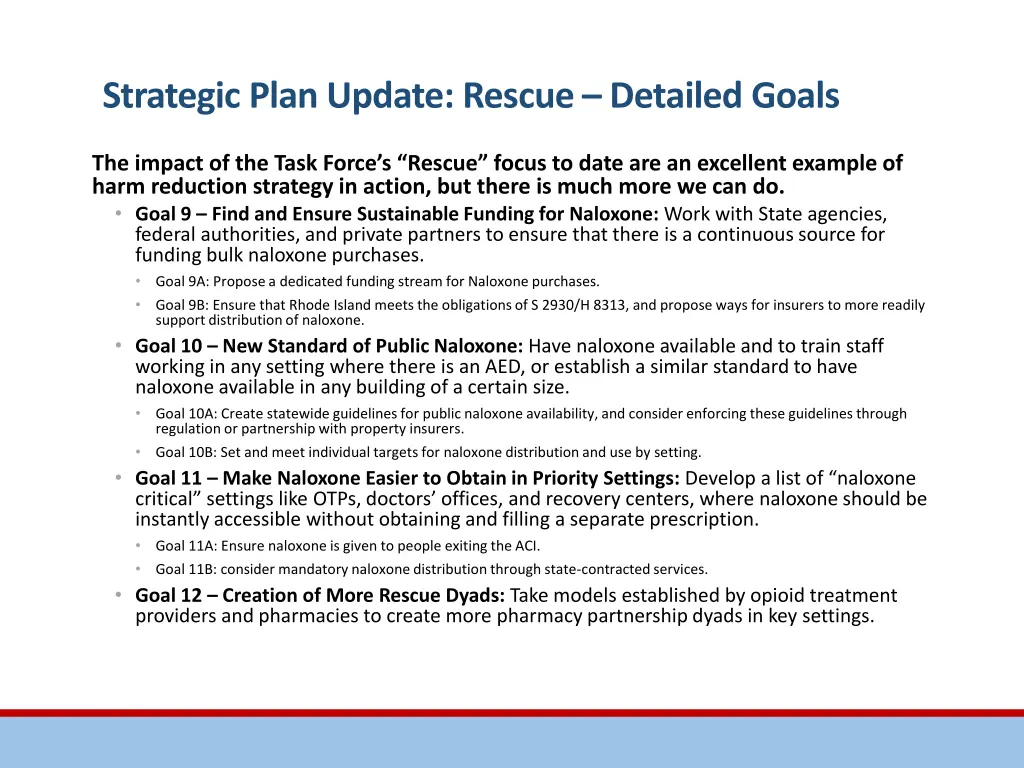 strategic plan update rescue detailed goals
