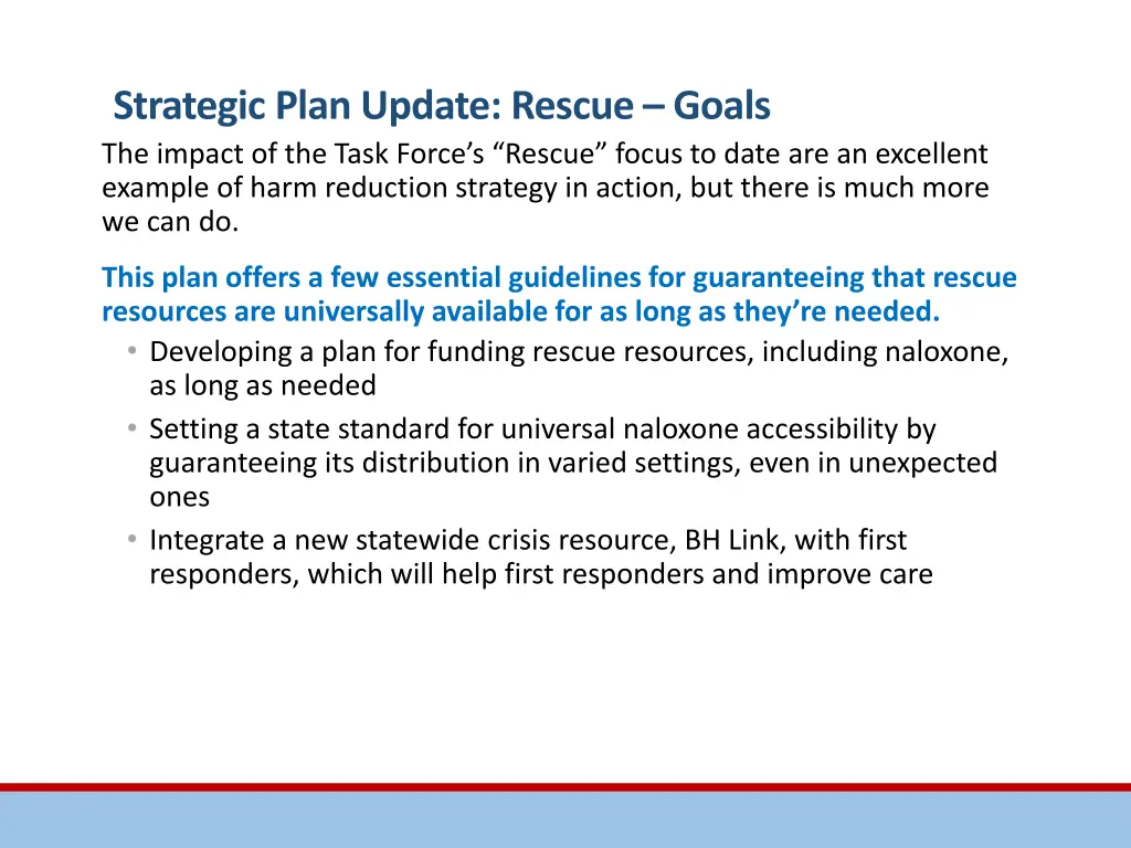 strategic plan update rescue goals the impact