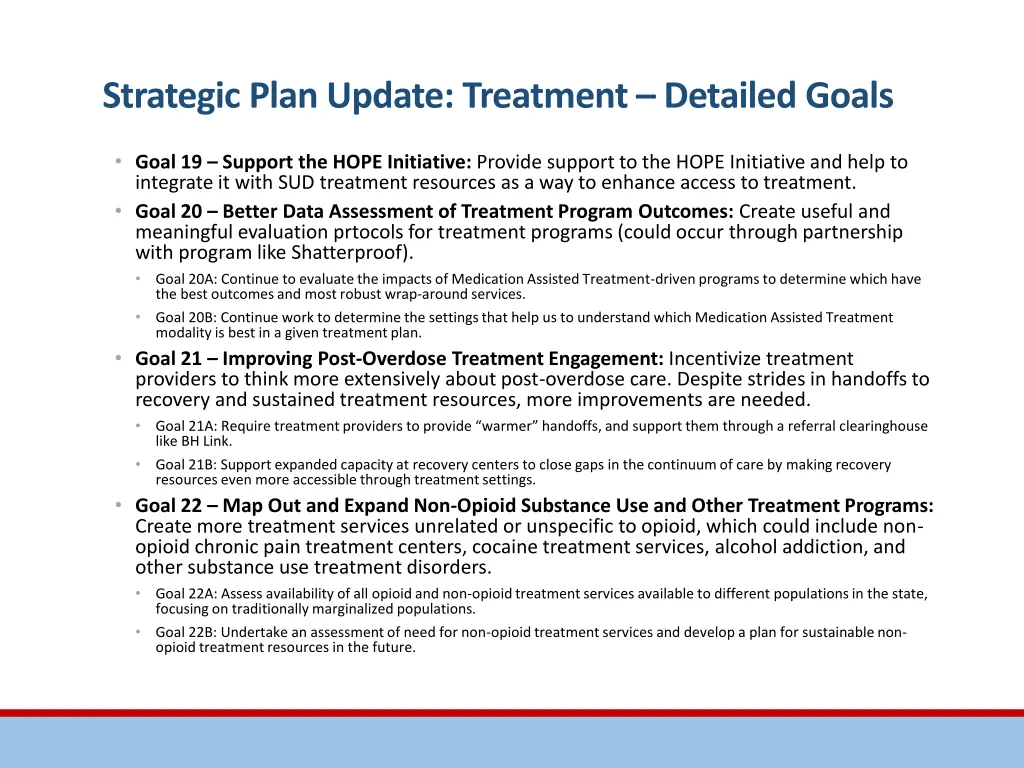 strategic plan update treatment detailed goals 1