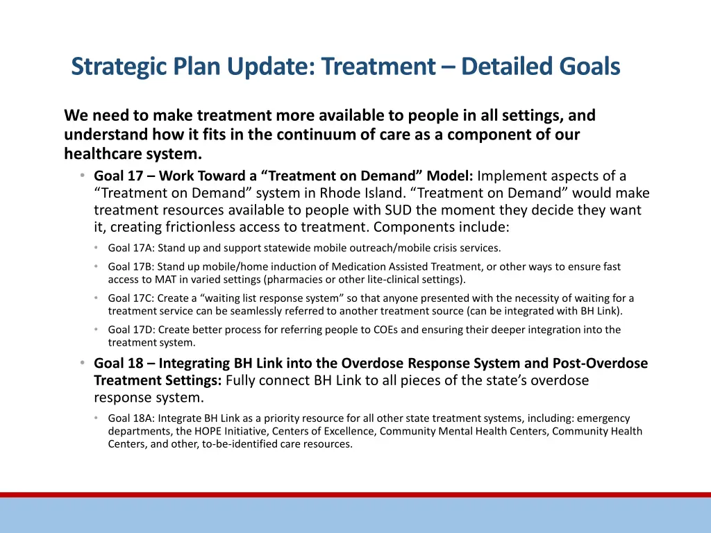 strategic plan update treatment detailed goals