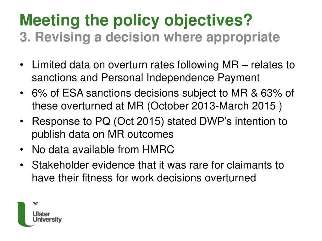 meeting the policy objectives 3 revising