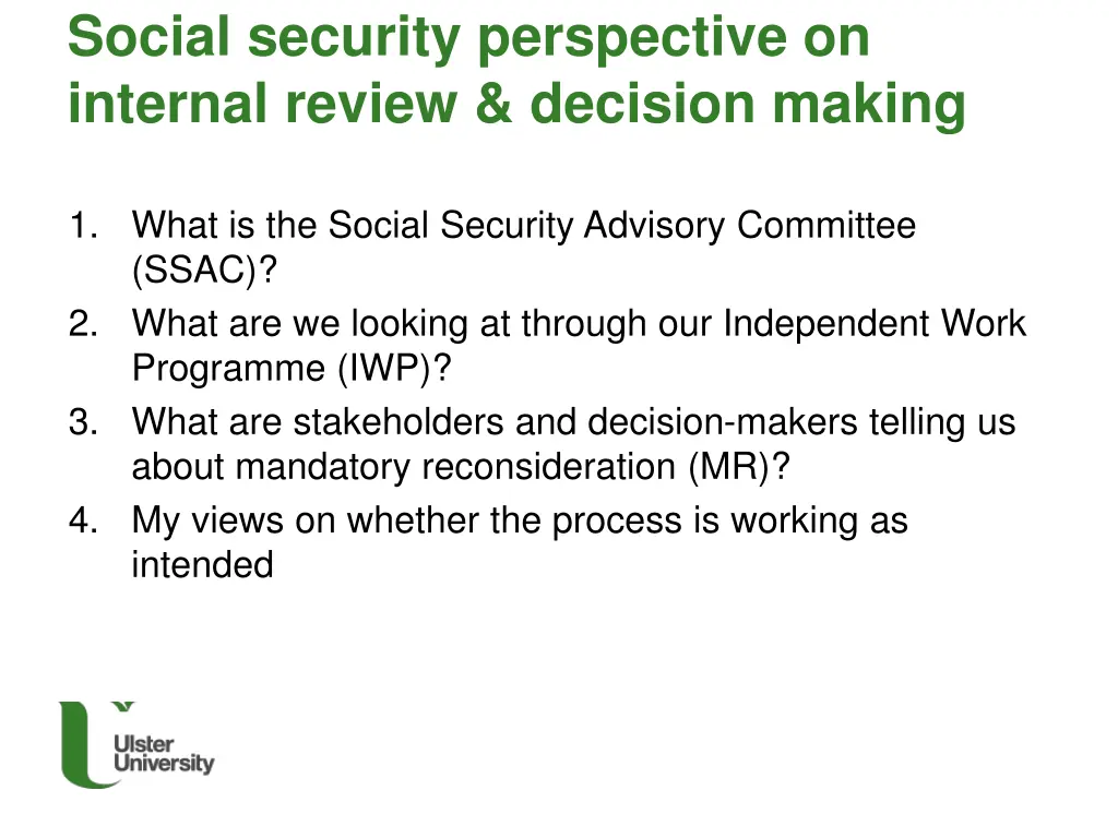 social security perspective on internal review